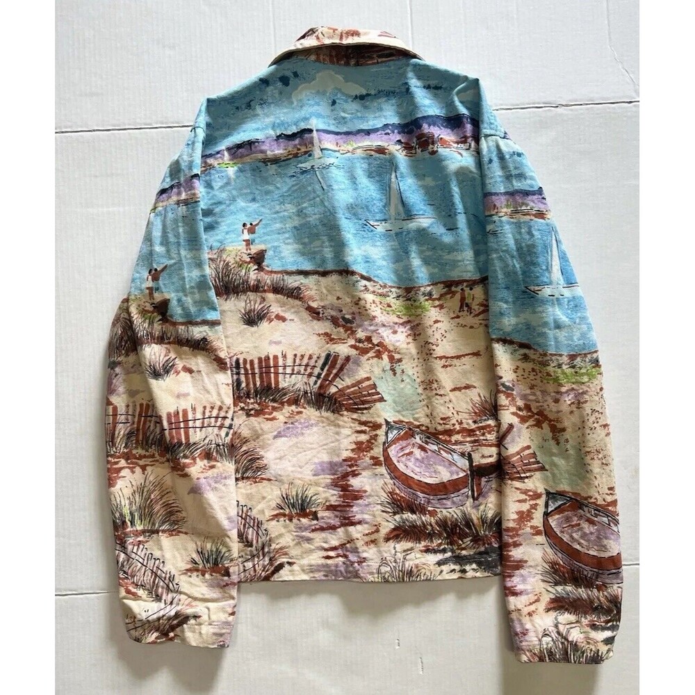 Vintage Life Style Art to Wear Womens Jacket Size L Beach Ocean Sailing Boho - Picture 3 of 14